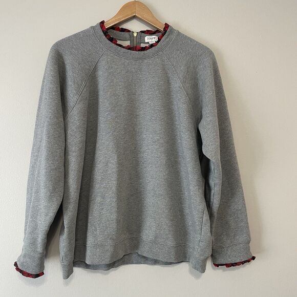 J Crew Women’s Gray Sweatshirt 2X Buffalo Check - Picture 1 of 10